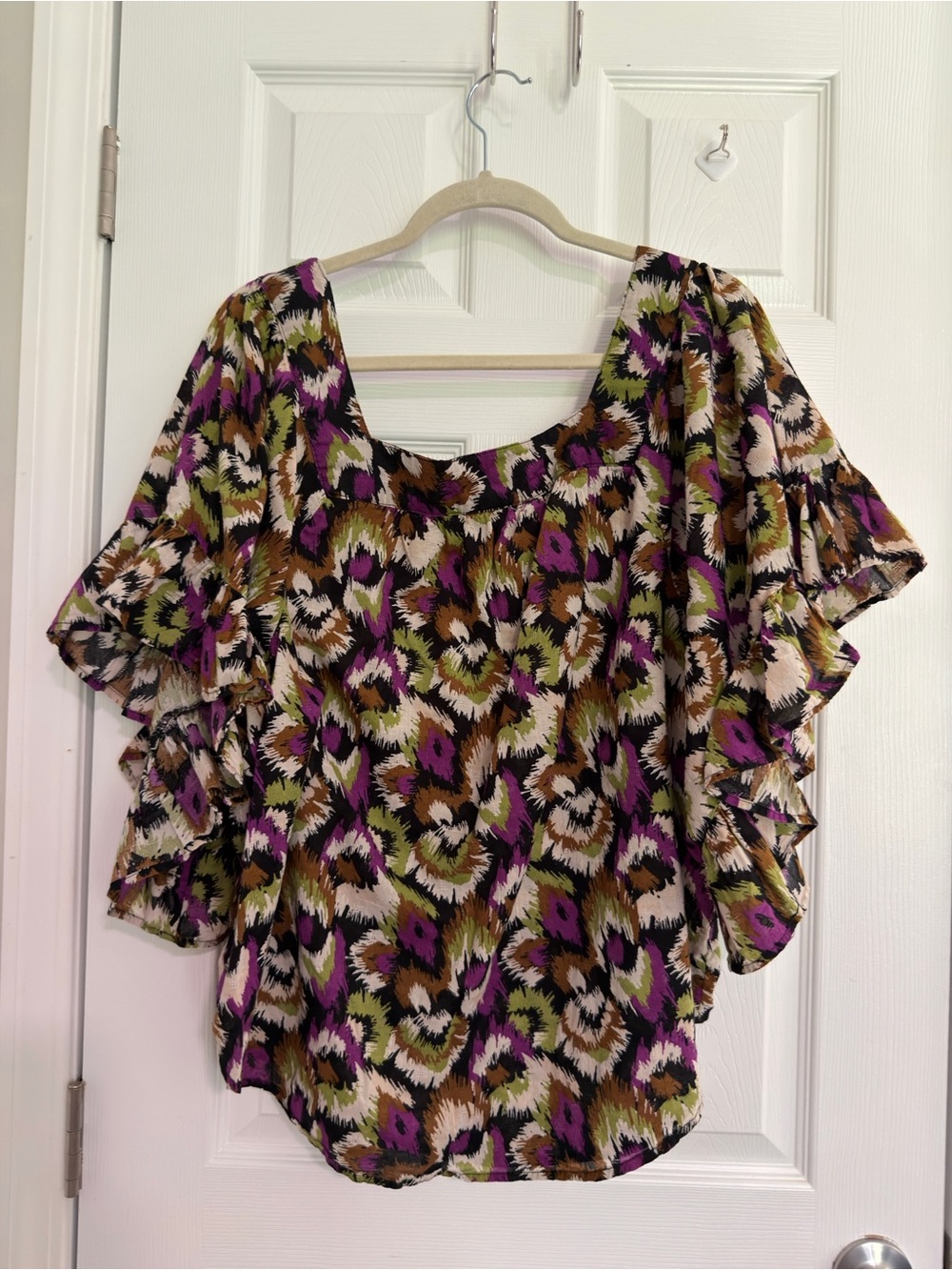 Terra Sky 100% Cotton Boho Hawaiian Fairy Vibe Ruffle Flutter Sleeve 2X - Picture 3 of 9